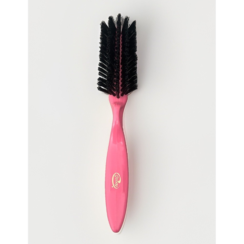 Vintage Goody Hair Brush Pink Nylon Bristle 8" 7 Row Round